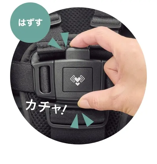 ボタンを押すとワンアクションではずれる。